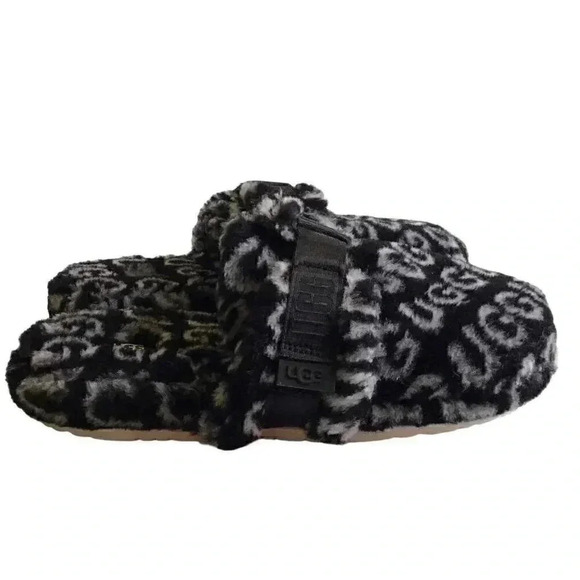 UGG 1118150 Men 12 Soft Fluff It Pop Slides Slip On Casual Slippers Black NEW main image 4